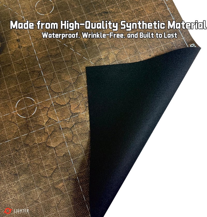 Lighter Creative Store 44'' x 60'' Battle Mat Gridded War-Gaming Mat for WH40K Pariah Nexus Deployment Zone - Made of Synthetic Leather, 1.1mm Thickness (Doomsday Barrens) - Image 4